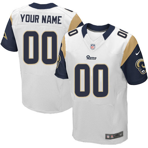 Men's Elite Nike Jersey White Road - Customized NFL Los Angeles Rams